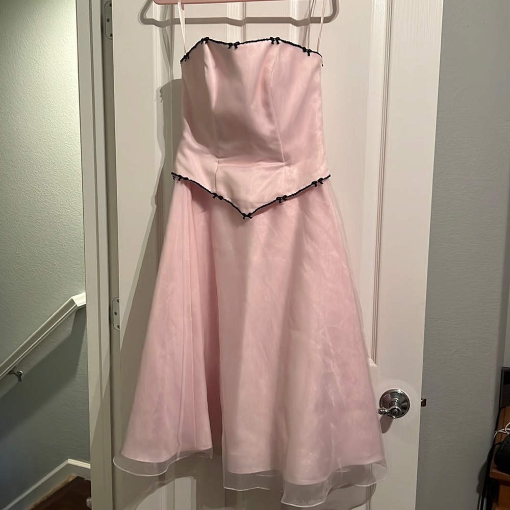 Soft pink strapless dress